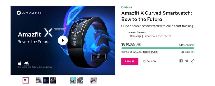 Curved smartwatch Amazfit X about to be launched for 9