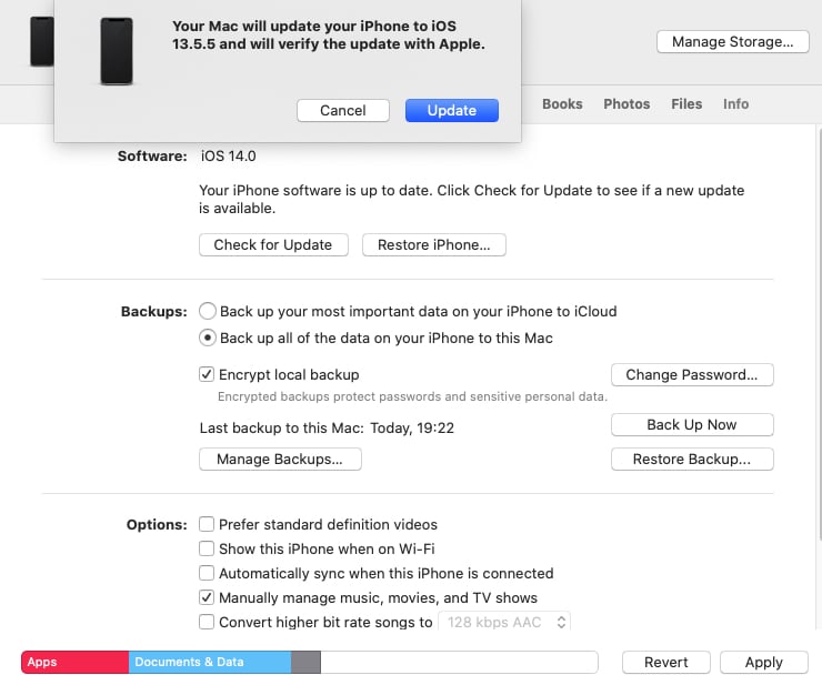 How to downgrade from iOS 14 to iOS 13 while retaining data?