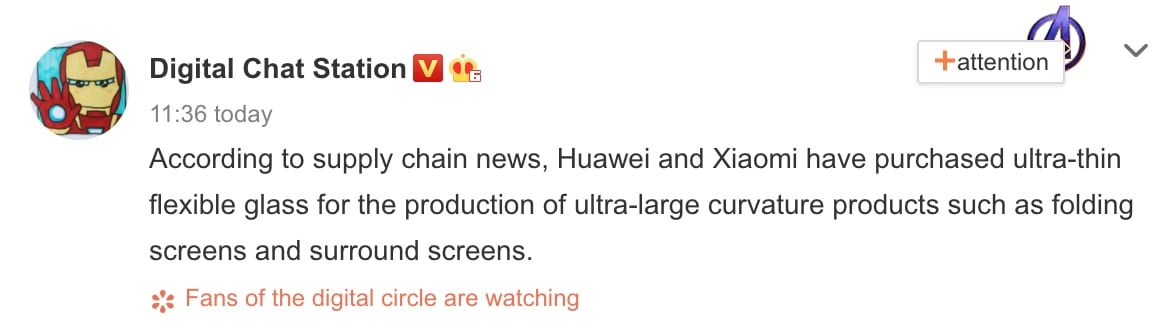 Huawei, Xiaomi said to have purchased flexible glass for possible use in next-gen Mate X and MIX Alpha