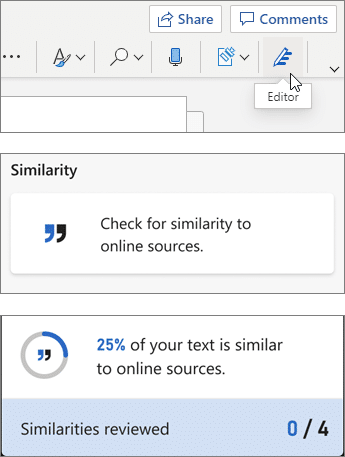Word editor will get text similarity check feature