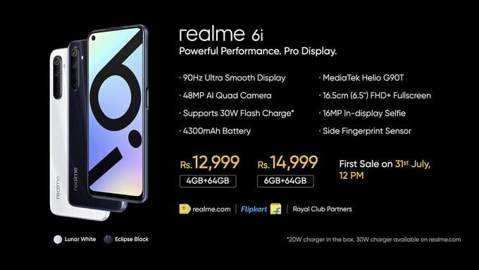Realme 6i smartphone launched in India, starts at 3