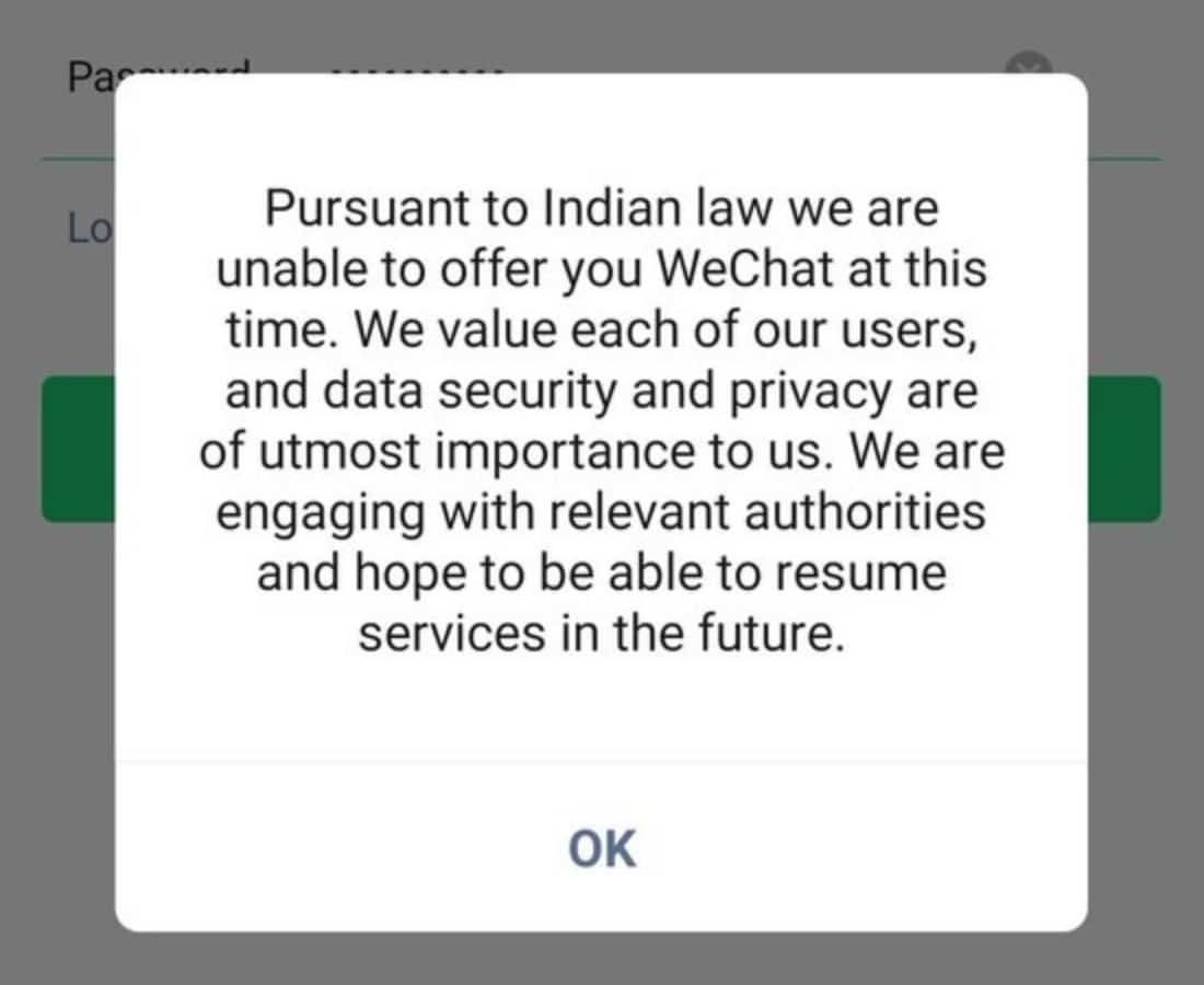 WeChat stops serving Indian users