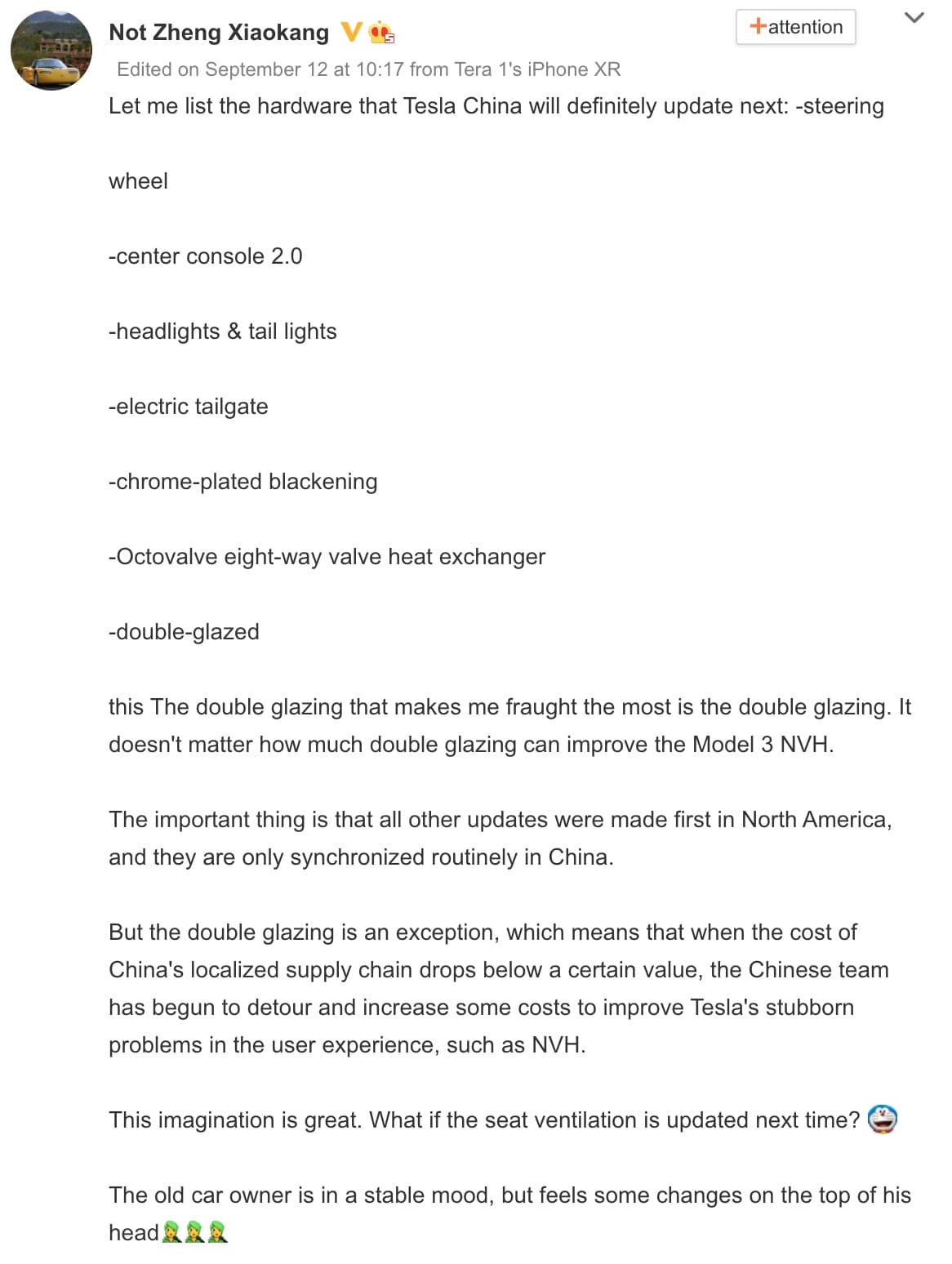 China-made Model 3 said to get upgraded steering wheel, power tailgate