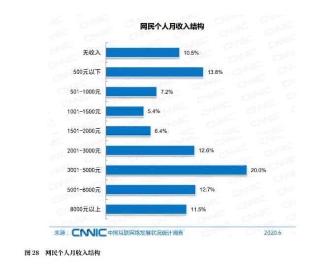 30% of Internet users in China earn less than RMB 1,000 per month