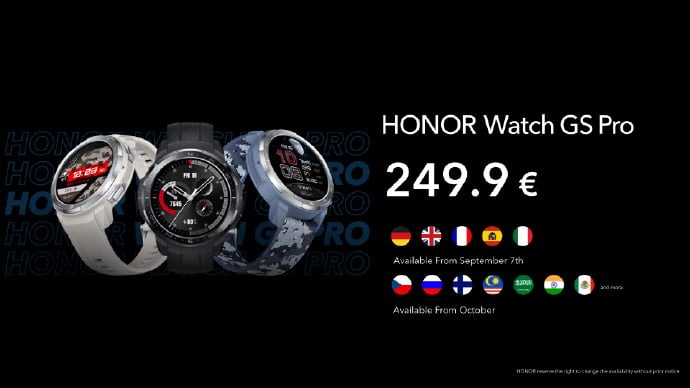 Honor launches GS Pro and ES smartwatches in Germany