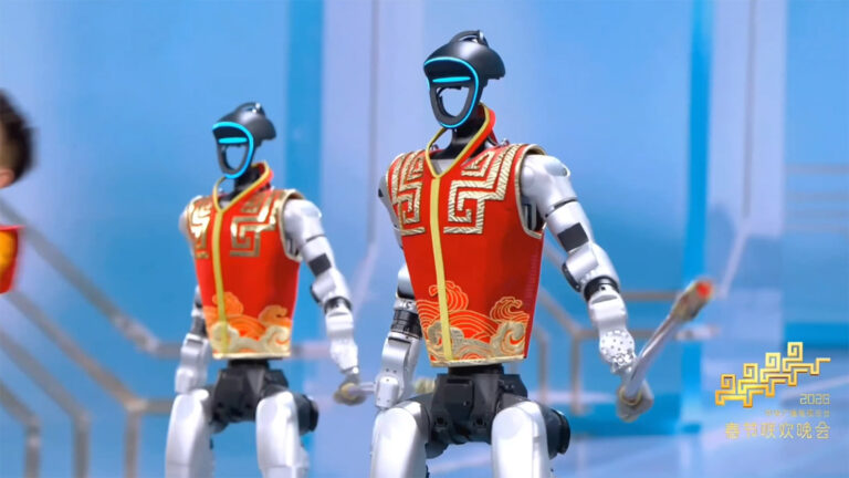 A video screenshot shows Unitree's humanoid robot performing at the 2026 Spring Festival Gala.